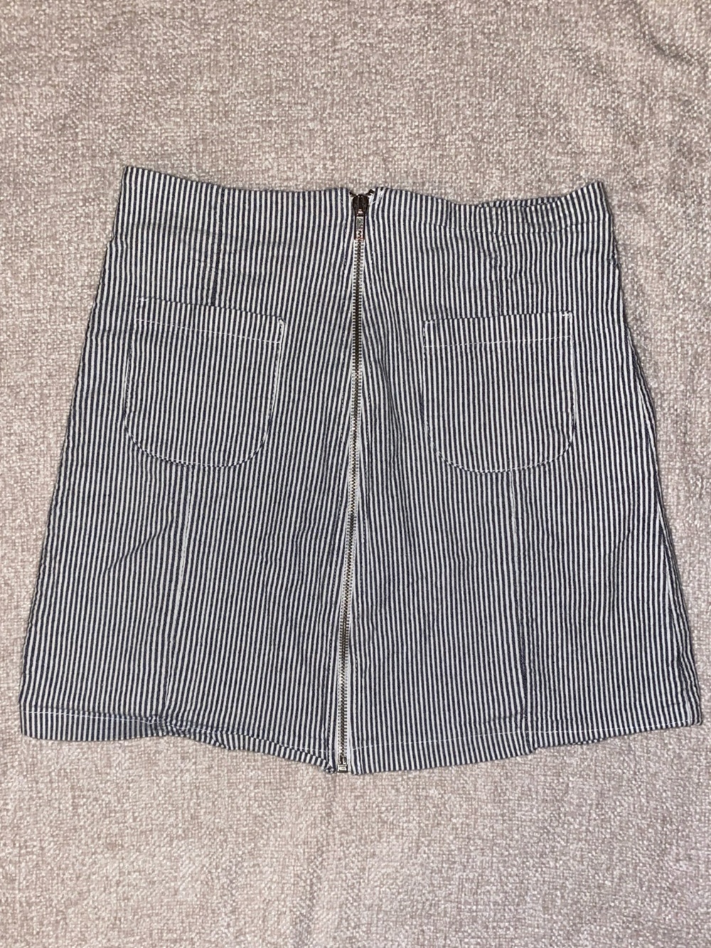 Brandy Melville Striped Front Zip Mini Skirt Pocket Detail One Size (Fits Small)